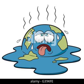 Vector illustration of Earth in Hot Weather Cartoon Stock Vector