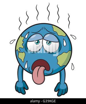 Vector illustration of Earth in Hot Weather Cartoon Stock Vector Image ...