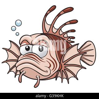 Vector illustration of lionfish cartoon Stock Vector