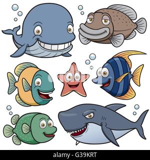 Vector illustration of Sea Animals Collection Stock Vector