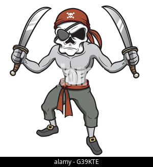 Vector - illustration of cartoon Pirate skull Stock Vector