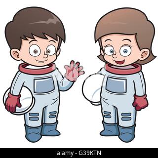 Vector illustration of Cartoon Astronaut kids Stock Vector