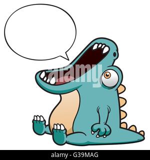 Vector - illustration of Dinosaur Cartoon with speech balloon Stock Vector