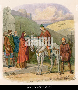 The murder of Edward the Martyr at Corfe Castle, Dorset, England 978 ...