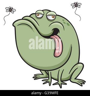 Vector illustration of Cartoon frog with bug Stock Vector