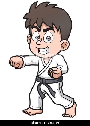 Vector illustration of Cartoon Boy Karate kick Stock Vector Image & Art ...