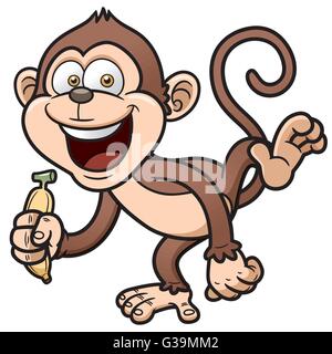 Vector illustration of Cartoon Monkey with banana Stock Vector