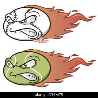 Vector illustration of Tennis ball and Baseball Stock Vector