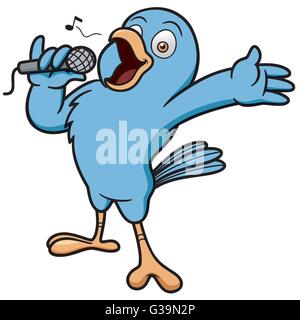 Vector illustration of Cartoon Bird Singing Stock Vector