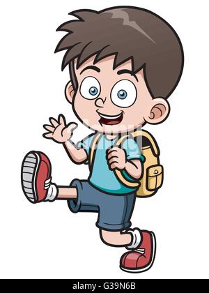 Vector illustration of Boy go to school Stock Vector