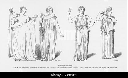 The Procedure For Putting On The Greek Toga, Or 'chiton' Stock Photo 