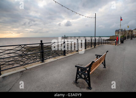 Stormy sunset at the seafront at Clevedon in north Somerset Stock Photo