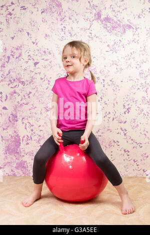 cute little girl with a gymnastic ball Stock Photo