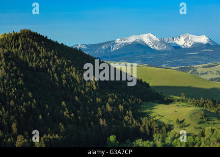 deer lodge mountain and mount powell in the flint creek range near garrison, montana Stock Photo