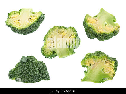 Mini broccoli cabbage collection isolated on white background Stock Photo