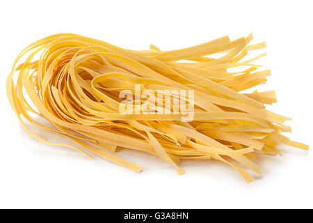 Wheat uncooked noodles isolated on white background Stock Photo