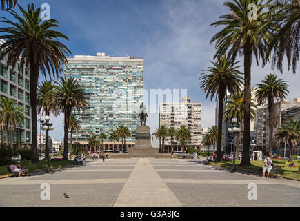 Independence Square in downtown Montevideo, Uruguay, South America. Stock Photo