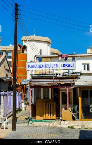 Local bar being refurbished in the city of Kyrenia, Northern Cyprus. Stock Photo