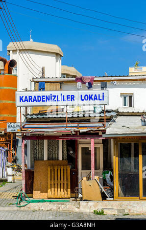 Local bar being refurbished in the city of Kyrenia, Northern Cyprus. Stock Photo