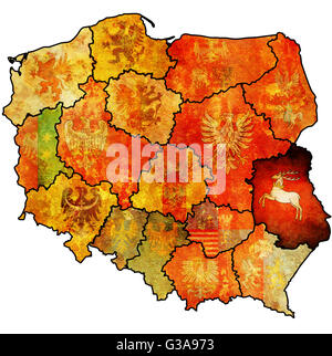 lubelskie region on administration map of poland with flags of other polish provinces and administrative divisions Stock Photo