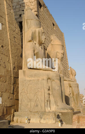 Statues of Ramses II at the pylon, Ancient Egyptian Luxor Temple, Luxor ...