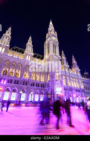 Town hall with skating rink 'Vienna Ice Dream'  Austria, Wien, 01., Wien, Vienna Stock Photo