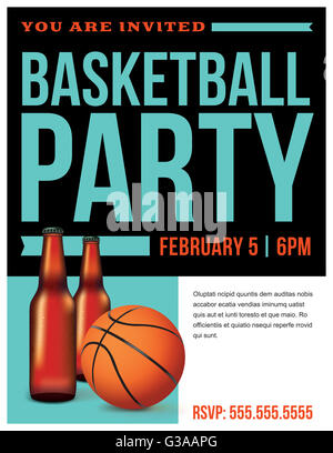 A template illustration for a basketball party.