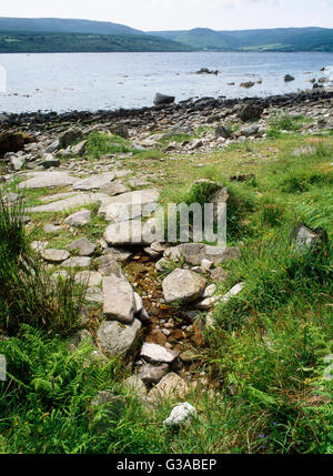 Holy well outside St Molaise's Cave, Holy Island off Isle of Arran, Scotland, UK Stock Photo