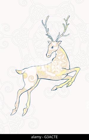 Vector image of deer design on white background and brown background ...