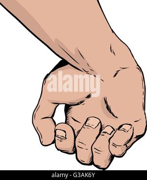 Illustration of inside of partially open human hand holding something Stock Vector