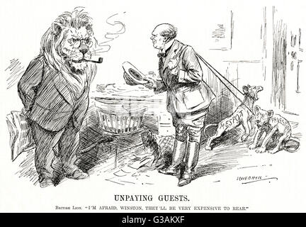 UNPAYING GUESTS    Winston Churchill - Punch Cartoon     Date: 1921 Stock Photo