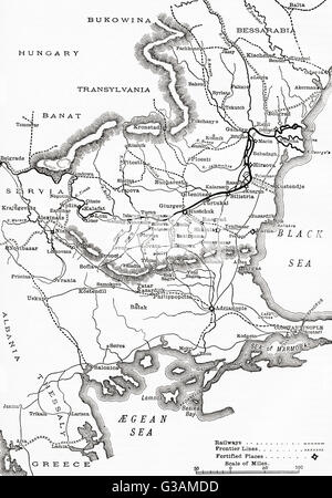 The Russo-Turkish War, 1877-78, map of the seat of war in Europe. Stock Photo