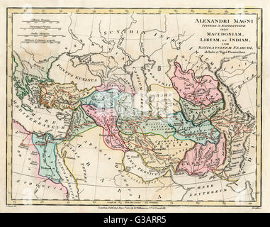 Map of the Empire of King Alexander the Great (Alexander III of Macedon 356323 BC), from Greece in the west to India in the east.     Date: 1807 Stock Photo