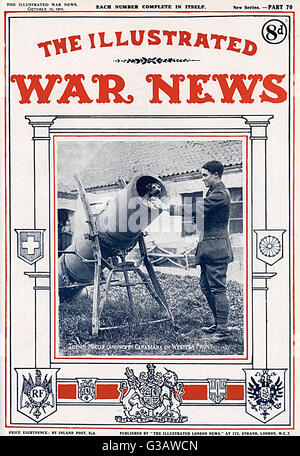 Illustrated War News - Dog in a trench mortar, WW1 Stock Photo