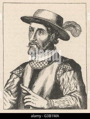 JUAN PONCE DE LEON  Spanish explorer. Went to  America with Columbus' second  voyage. Founded San Juan and   'discovered' Florida.     Date: 1460 - 1521 Stock Photo