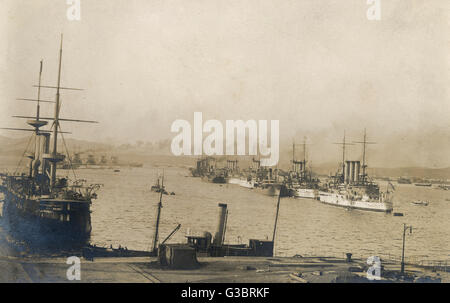 American and British battleships, Gibraltar Stock Photo