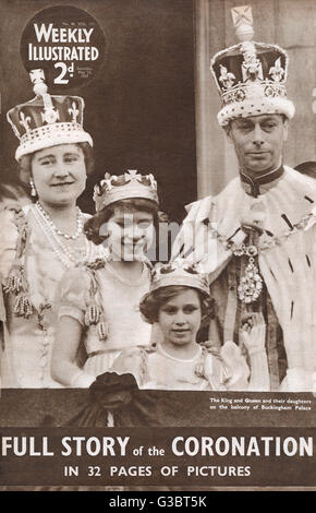 King George VI and family on Coronation Day Stock Photo