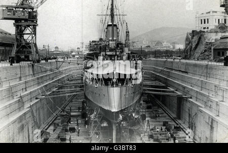 HMS Exeter, British heavy cruiser, WW2 Stock Photo