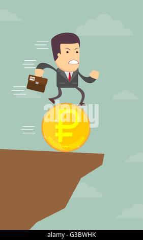 Businessman runs into the abyss Stock Vector