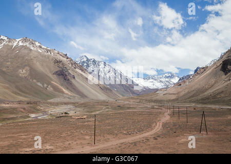 Landscape along National Route 7 through Andes mountain range close to the border in Argentina. Stock Photo