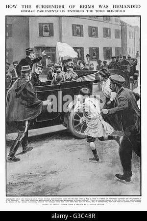 Germans demand surrender of Reims, 1914 Stock Photo