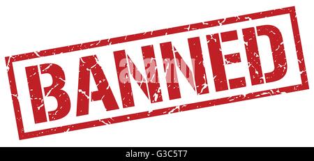 banned red grunge square vintage rubber stamp Stock Vector