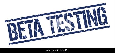 beta testing blue grunge square vintage rubber stamp Stock Vector