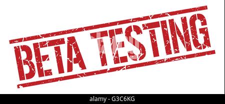 beta testing red grunge square vintage rubber stamp Stock Vector