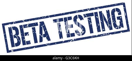 beta testing blue grunge square vintage rubber stamp Stock Vector