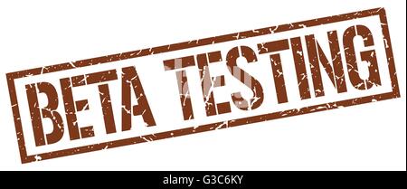 beta testing brown grunge square vintage rubber stamp Stock Vector