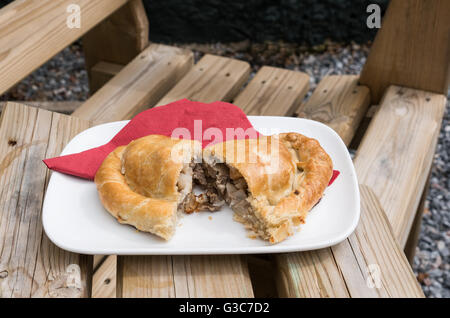 A Cornish pasty served outside of a pub Stock Photo