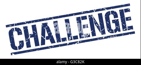 challenge blue grunge square vintage rubber stamp Stock Vector