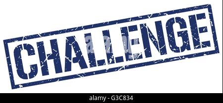 challenge blue grunge square vintage rubber stamp Stock Vector