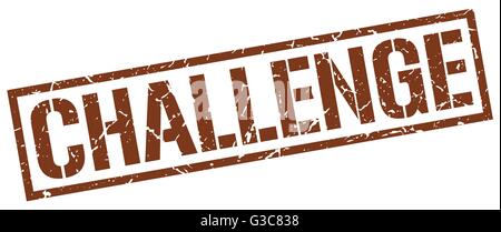 challenge brown grunge square vintage rubber stamp Stock Vector